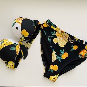 Yellow Rose Print RIVER ISLAND Floral Bikini Top & Buttom